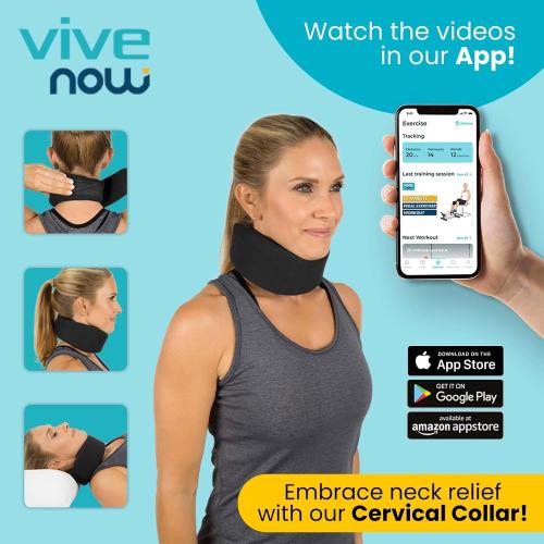 Vive Neck Brace for Neck Pain and Support for Women, Men - Cervical Collar - Soft Neck Brace for Pinched Nerve - Vertebrae Whiplash Wrap for Posture, Sleeping - Spinal Support and Spine Pressure