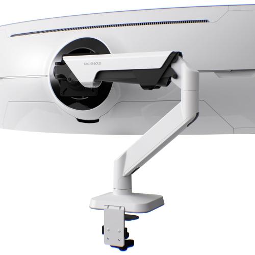 Heavy Duty Monitor Arm Desk Mount for 34-49 Inch Ultrawide Curved Monitors, Supports 14-38 lbs, Gas Spring Ergonomic Full Motion with Cable Management, Red Dot Design Awarded, White