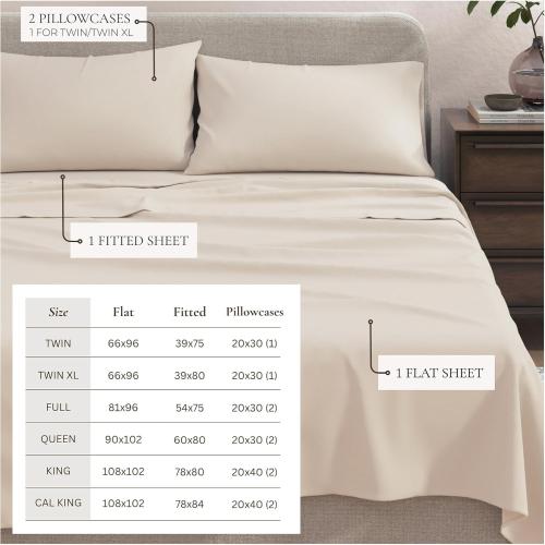 Cotton Jersey Knit Queen Sheet Set - Ultra-Soft, Stretchy, Heathered Melange Bed Sheets - Cozy, Soft T-Shirt Sheet & Pillowcase Set (Oatmeal)