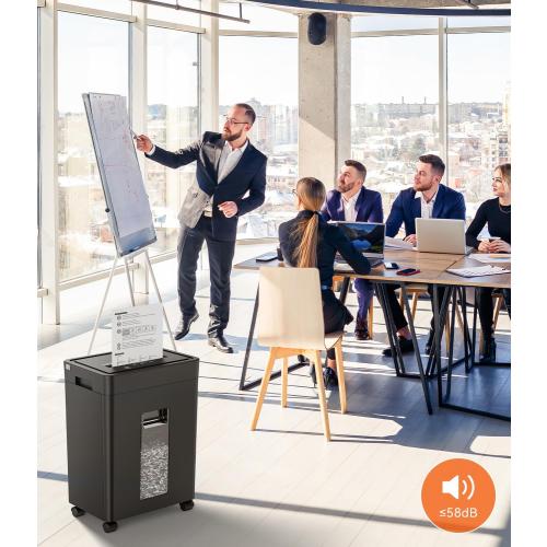 Frossvt Heavy Duty Paper Shredder Micro-Cut High Security Level P-4/12 Sheets 10-Minutes Running Time/AUTO Reverse/ 5.3-Gallon Pull Out Bin, Anti-Jam & Quiet Shredder for Office Home