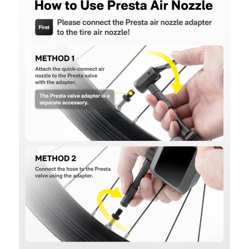 HOTO Mini Bike Tire Pump, 25s Fast Inflate Bicycle Pump with Guage, 150PSI Portable Electric Bike Air Pump with Presta and Schrader Valve for Road Bike, Motorcycle, Mountain Bike, Car, Sports Ball