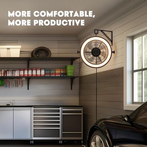 Wall Mounted Fan with Lights, 23” Wall Mount Fan with Remote, 6 Speeds Plug in Wall Fan, Reversible, 3CCT, Dimmable, Noiseless, 360°Adjustable Tilt for Workshop, Patio, Home ‼️could be missing or broken pieces ‼️