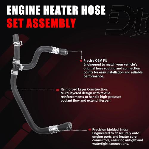 Engine Heater Hose Set Assembly Compatible with Chevy Buick GMC Vehicle 2007-2017 Enclave Acadia Traverse Replace Inlet and Outlet Bypass Hoses Replace# 20765678 25862087 25862088 626-562