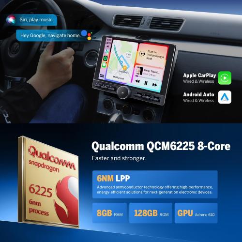 Eonon 8-Core 8GB 128GB Double Din Car Stereo, 10.1 Inch Wireless CarPlay/Android Auto Headunit with WiFi-6, Bluetooth 5.4, Built-in DSP, 4G LTE - UX6K-PRO-MAX