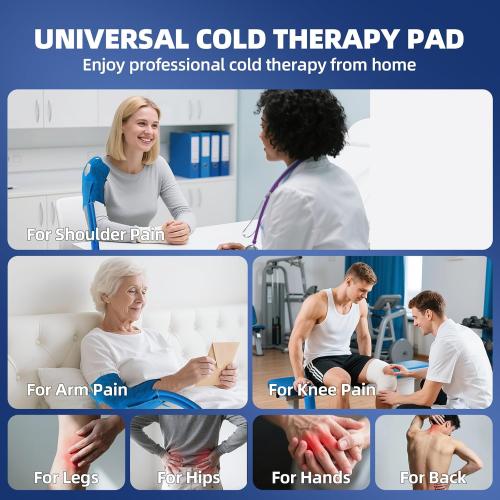 Cold Therapy Machine for Knee Replacement - Portable Ice Machine with Timer, 12Hrs Cooling, 3 Speeds for Pain Relief (Blue)- Ice Therapy Knee/Joints/Ankle/Muscle/Shoulder