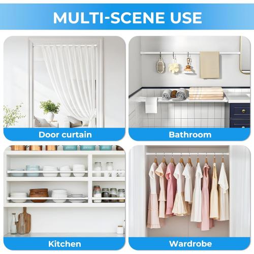 2 Pack Spring Loaded Tension Rod 17-41 Adjustable Curtain Rods No Drill Extendable Spring Rod Tension Curtain Rods For Window Kitchen Shelves Rv Refrigerator And Small Spaces,White
