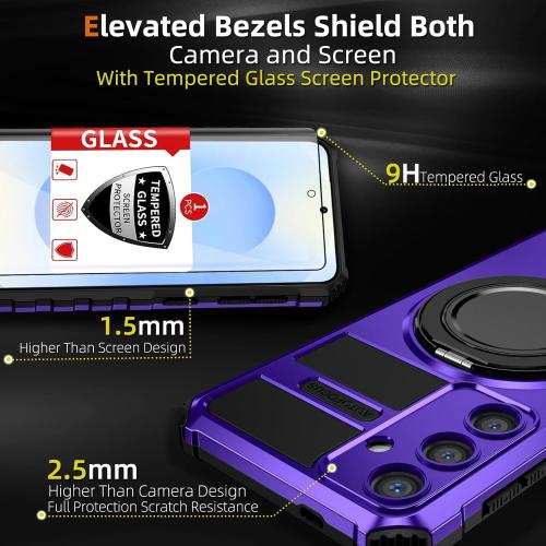for Samsung Galaxy S25 Plus Case Magnetic Compatible with MagSafe Wireless Charging,with Screen Protector,for S25 Case Built-in Kickstand Military Grade Shockproof Heavy Duty Protection Purple