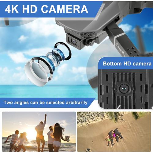 Mini Drone with Camera 4K HD FPV, headless mode，Altitude Hold, Gesture Selfie, One Key Take Off/Landing, 360° Flips, Waypoint Fly, 2 Batteries, Foldable RC Quadcopter with Drones Beginners