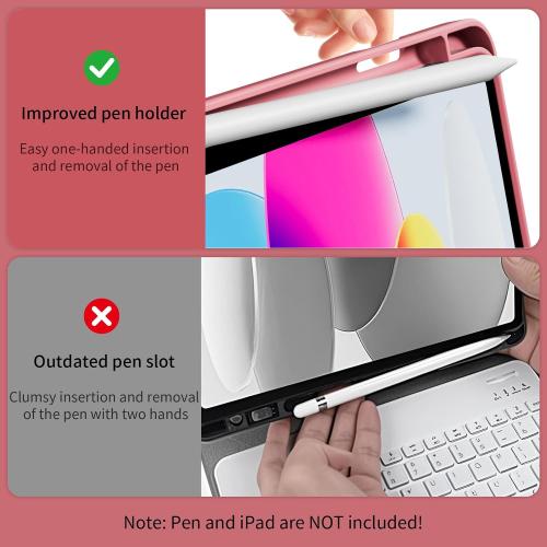 for iPad 10th 11th Generation Case with Keyboard, Folio Cover with Pencil Holder, 7 Colors Backlit Wireless Detachable Keyboard for iPad 11 inch A16 2025 10th Gen 10.9 Inch 2022, Red