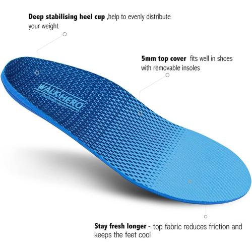 WalkHero Arch Support Inserts for Women Men, Relieve Plantar Fasciitis