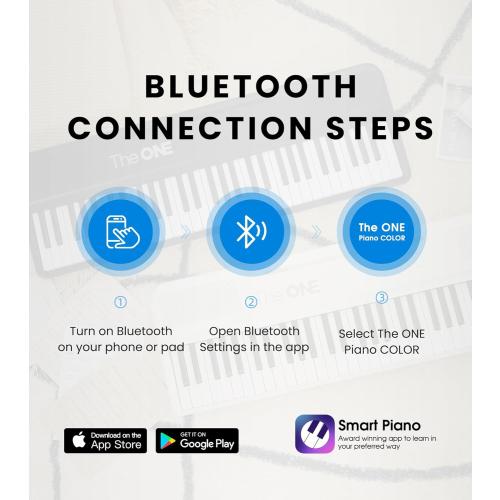 The ONE Smart Keyboard COLOR 61 Keys Piano Keyboard, Music Keyboard with 256 Timbres, 64 Polyphony, 2 Speakers, Built-in LED Lights and Free Apps (Blue)