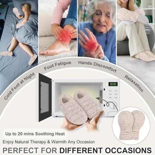 SuzziPad Microwavable Hand Warmers and Heated Slippers, Heated Hand Mitts and Feet Warmers for Fatigue and Discomfort, Cold Feet Reliever for Bed, Ideal Choice for Women & Men in Cold Day, L