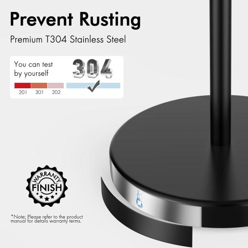 KES Bathroom Toilet Paper Holder Stand Modern Tissue Roll Holder SUS304 Stainless Steel Rustproof Freestanding 20.2 H, Matte Black BPH283S1-BK