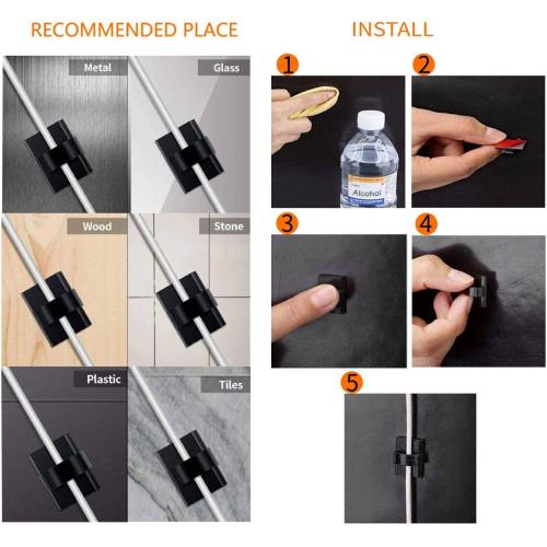Adhesive Clips Strong Wire Holders 100 Pack Self-Adhesive Wire Clip Cable Cord Desk Management for Office Home and Car