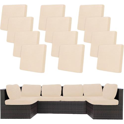 12 Pcs Outdoor Cushion Covers, Patio Sofa Cushion Covers Replacement | Outdoor Couch & Sofa Slipcovers,for Patio Furniture Cushion Covers,Washable Reusable Furniture Protector