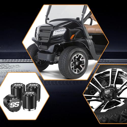 Universal Golf Cart ITP SS Wheel Center Hub Cap, 8,10,12 Inch Push in Style Black Center Cap Cover for Club Car EZGO Yamaha Golf Cart Wheel-4 Packs (Height 3.21 / Outer Diameter 2.75)