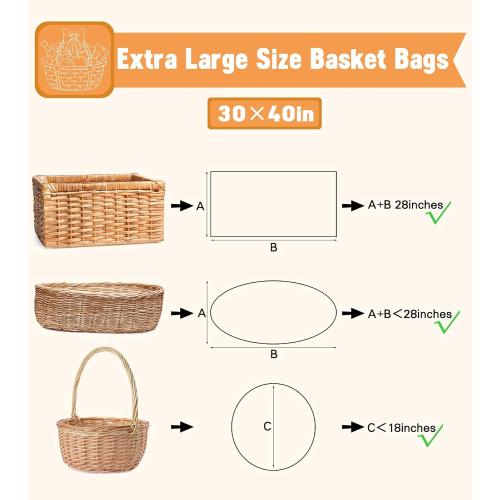 Yuiicaov 6PCS Extra Large Cellophane Bags, 30x40 Inches Clear Cellophane Wrap for Gift Baskets, Jumbo Huge Packaging Clear Gift Bags 2.8 Mil Thick