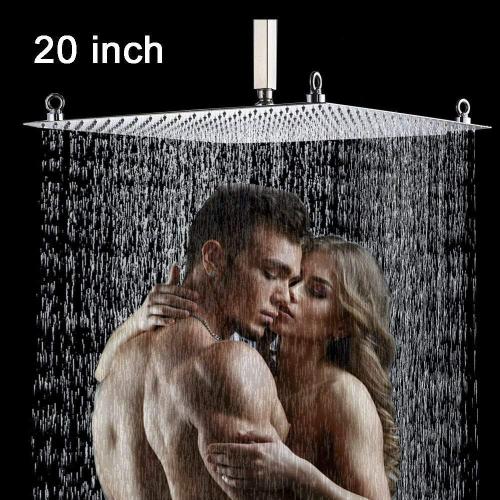 20 inch Large Rainfall Shower Heads High Pressure Stainless Steel Bathroom Rainfall Shower Head Ultra-thin Waterfall Full Body Cover Brushed Nickel Finish