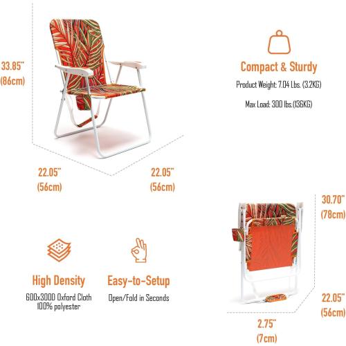 SUNNYFEEL Tall Folding Lawn Beach Chair Lightweight, Portable Sand Chair for Adults Heavy Duty 300 LBS with Cup Holders, Foldable Camping Lawn Chairs for Camp/Outdoor/Travel/Picnic/Concert/Sports