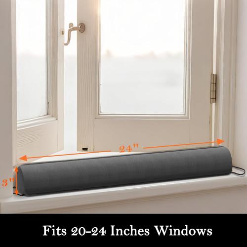 Sunolga Door Draft Stopper Blocks Hot and Cold Air with Removable Washable Cover for Bottom of Door and Window, All-Season Seal for Wind, Noise, Seal for Gaps Up to 3, Home Essentials, 24, Gray