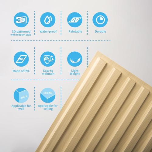 Art3d 6-Pack Slat Design 3D Wall Panels for Interior Wall Decor, 2x4 FT PVC Decorative Drop Ceiling Tiles - Oak
