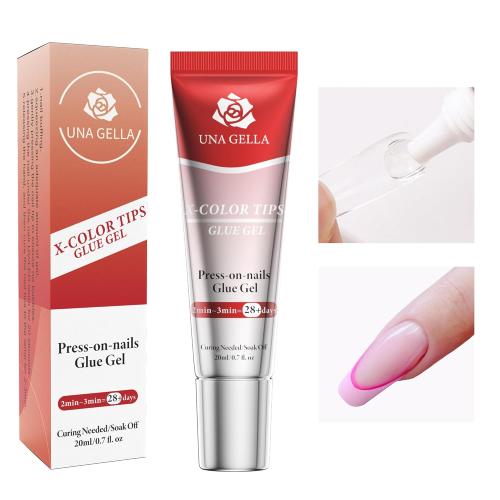 UNA GELLA UV Gel Nail Glue 20ml for Nails Tips, Super Strong Solid Glue Gel U V/LED Lamp Curing Required for Fake Acrylic Nail Tips, Press On Nails Art Extension