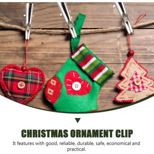 Luxshiny 100Pcs Christmas Tree Clips Metal Ornament Clips for Christmas Tree Decoration Spring Clamps for Xmas Ball Wreath Adornment Holiday Crafts Home Supplies