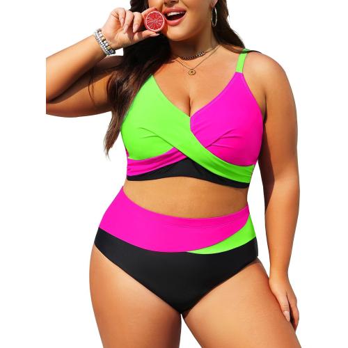 Size XL.  Tempt Me Plus Size Two Piece Swimsuit - Women High Waisted Bikini Set Tummy Control Bathing Suits