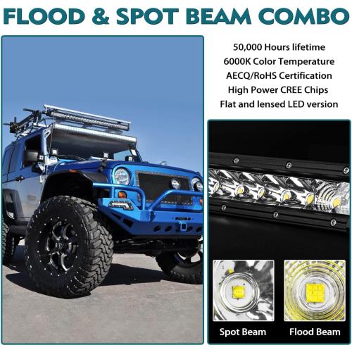 42 Inch LED Light Bar Single Row Flood & SpotBeam Combo 40000LM Off Road LED Light Bar Driving Light for Pickup SUV ATV UTV Truck Roof Bumper