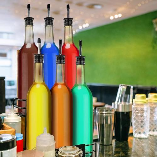 Maxdot 8 Pcs Syrup Bottle Long Neck Glass with Pour Spout, Liquor Syrup