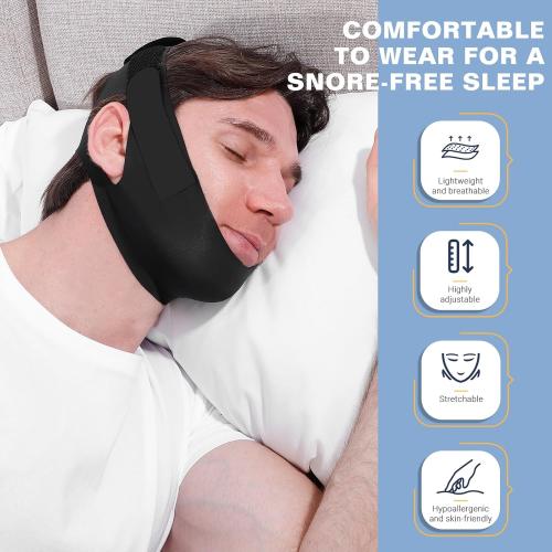 NOIKO Anti Snoring Chin Strap Adjustable, High Elasticity Traceless Chin Strap for Sleeping, Effective Anti Snoring Device, Snore Stopper Breathable and Durable for Adult