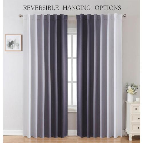 MIUCO Blackout Curtains & Drapes for Bedroom Living Room 84 Inches Long Grey and White Room Darkening Ombre Curtains Rod Pocket & Back Tab Curtains Thermal Insulated Light Blocking 2 Panels Set