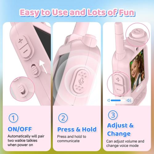 Video Walkie Talkie Toys for Age 3-12 Boys Girls, 2 Pack Walkie Talkies with Screen, Long Range 2 Way Radio with 4 Voice Effects, Christmas Birthday Gifts for Kids Indoor Outdoor Camping