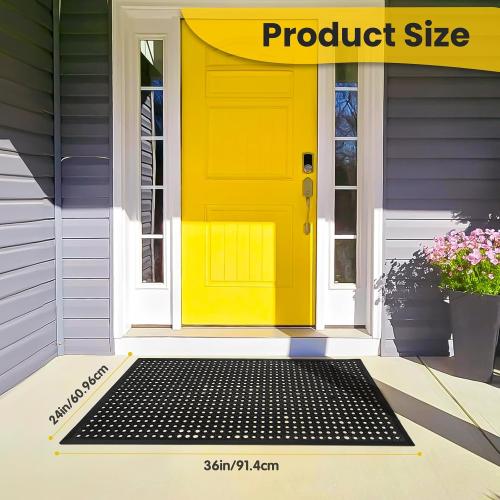 Rubber Floor Mat, Non-Slip Rubber Floor Mat Heavy Duty Mats for Outdoor Restaurant Kitchen Bar (Black)