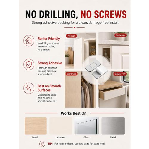 8 Pack Magnetic Cabinet Door Catch, Ultra Thin Cabinet Door Magnets with Strong Adhesive, Magnetic Cabinet Latch for Kitchen Cabinets, Bathroom Vanities, Closets, Cupboards and Drawers‼️incomplete‼️