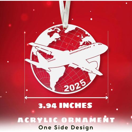 Airplane Ornament - Pilot Gifts for Men - Airplane Ornaments for Christmas Tree, Plane Aviation Ornaments - Travel Gifts for Travelers, Airplane Lovers, Flight Attendant - Acrylic Ornament
