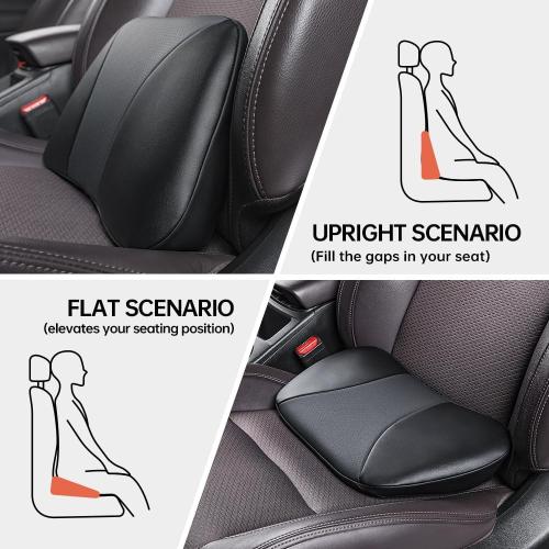 1p Memory Foam Lumbar Support Pillow for car Lower Back Pain Relief - Back Cushion for Driving, Chair Support for Car-Office Chair（Black）