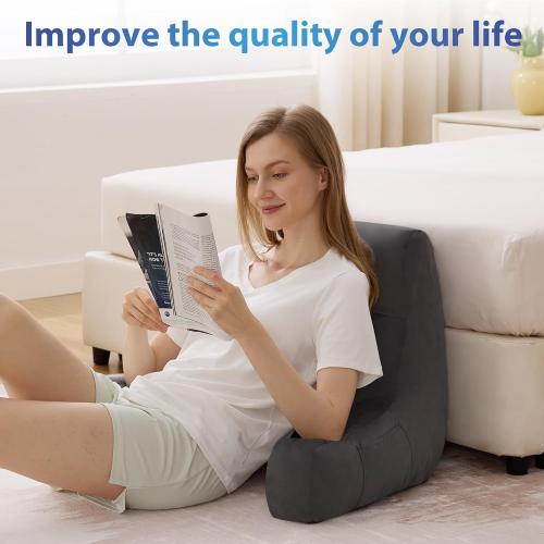 Back Pillow for Bed Sitting up, Reading Pillow for Sitting in Bed Adult, Back Support Pillow, Memory Foam Sit up Lounge Backrest Pillow with Arms for TV, Couch, Chair, Dorm,