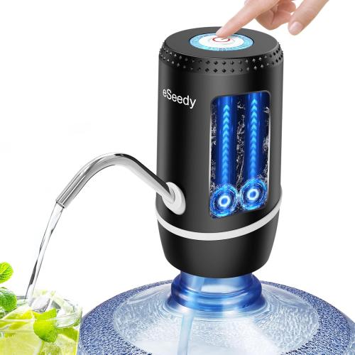 Water Pump for 5 Gallon Bottle, USB Charging Automatic Water Dispenser with Rechargeable Battery, Portable Electric Drinking Water Jug Pump for Home, Kitchen, Living Room, Office, Camping - Black