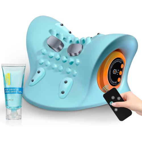 Neck Massager 2025, Neck Stretcher Cervical Traction with Heat, 3 Modes, Portable Massage Neck Hump Corrector for Pain Relief and Muscle Relax, 26° Angle Cervical Traction Device