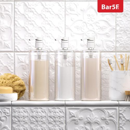 Bar5F Pump Bottle 32-Ounce 1-Liter Empty for Shampoo Conditioner Body Wash Lotion BPA-Free Crystal-Clear 2Pk