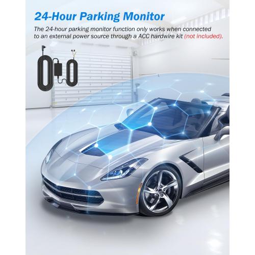 Dash Cam Front and Rear, 2.5K 1440P Triple Car Camera with 32GB Card, 3 Channel Dash Camera for Cars, G-Sensor, 3.16” IPS Screen, 24Hr Parking, 170°Wide Angle, Loop Recording, IR Night Vision, Blue