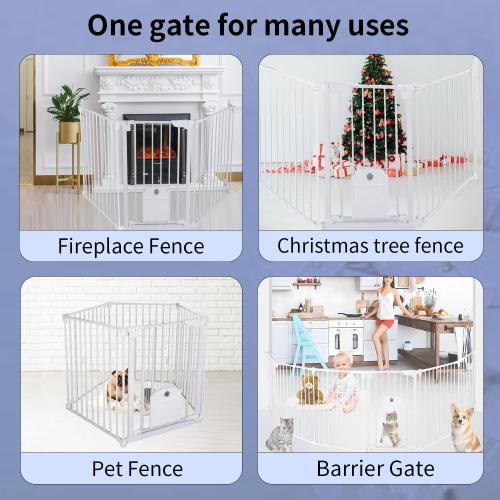 81.11 Extra Wide Baby Gate with Cat Door, Auto Close Pet Gates Dog Gate, Hardware Mounted Walk Through Swing Safety Baby Gates for Stairs, Doorways, Kitchen, House, 30 Tall, 3 Panels