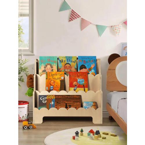 Kids Bookshelf Wooden 3-Tier, Scalloped Book Shelf for Kids Rooms, Front Facing Toddler Montessori Bookshelf, Baby Nursery Book Shelves Kids Classroom Bookshelf Bookcase