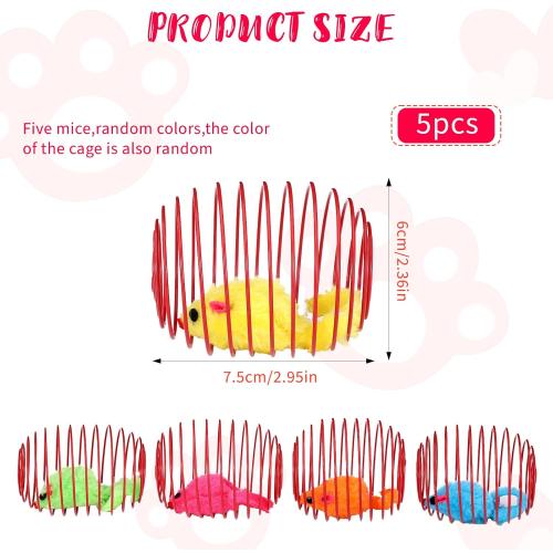 5Pack Cat Spring Toys with Plush Balls, Colorful Wire Springs for Cats with Steel Wire Springs (Random Colors)