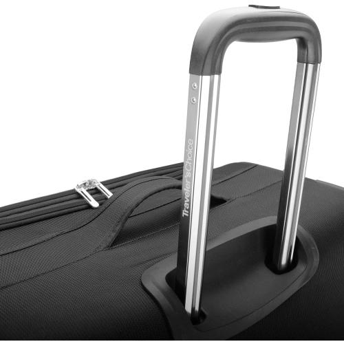 Color Black Traveler's Choice Lares Softside Expandable Luggage with Spinner Wheels, Black, 3 Piece Luggage Set