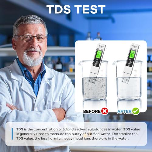 Reverse Osmosis Water Filter, Water Purifier, 8-Stage RO Filtration System, Portable Water Purifier Countertop for Kitchen, Office, RV, No Installation, White