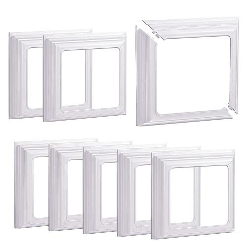 8 Packs 4x4 Inches Vinyl Post Skirt Split Style Base Cover Column Wraps, Fence White Post Cover for Hand and Stair Rails Porch Deck Base