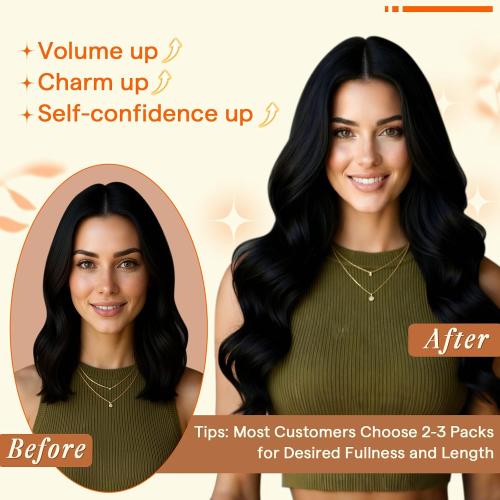 Full Shine Butterfly Weft Hair Extensions Human Hair 8 20 Inch Jet Black Invisible Thin Genius Weft with Double Layered Remy Hair Long Straight Hair Add Length