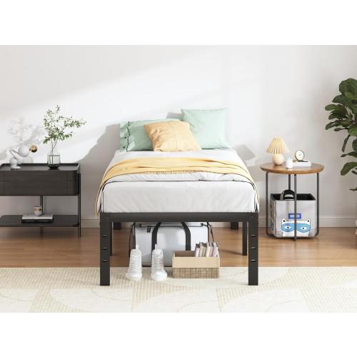 Twin Bed Frame - 18 in Sturdy Platform Bed Frame Twin Size, Heavy Duty Metal Bed Frame No Box Spring Needed, Quick & Easy Assembly, No Noise, Black